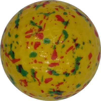 Confetti Red & Blue on Yellow Novelty Golf Balls - One Dozen