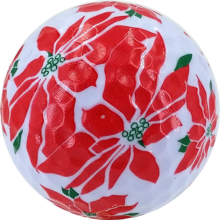 Poinsettia Holiday Novelty Golf Balls - One Dozen
