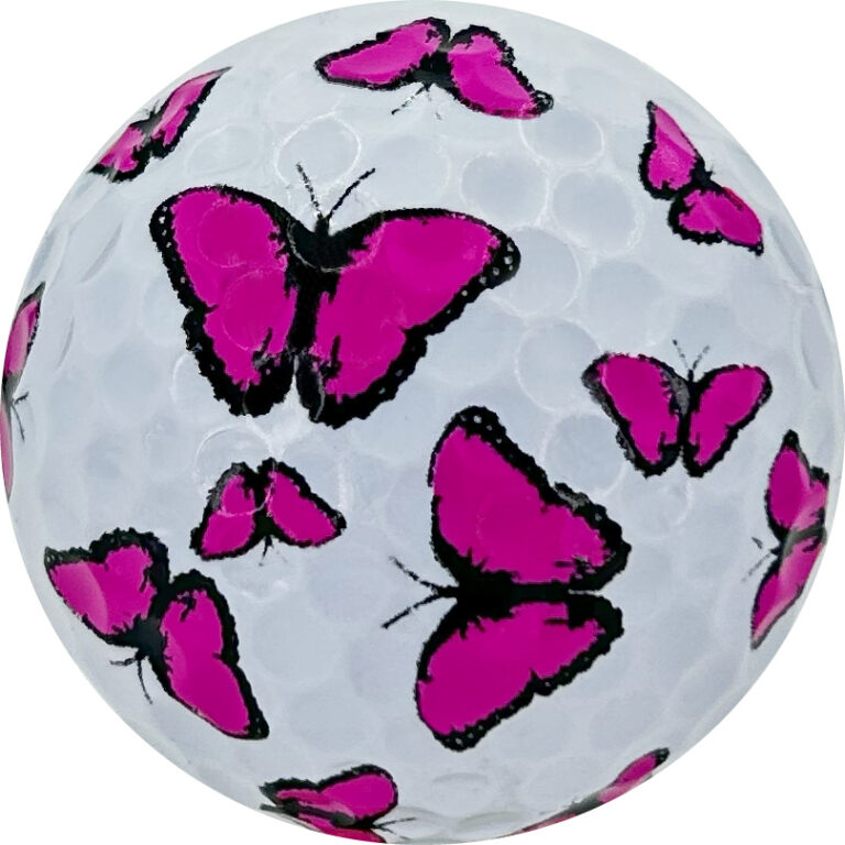 Pink Butterflies Novelty Golf Balls - One Dozen